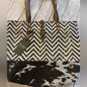 MYRA Canvas Tote Bag. Leather Myra Bag Tote Bags Upcycled Bag Utility Tote NWT